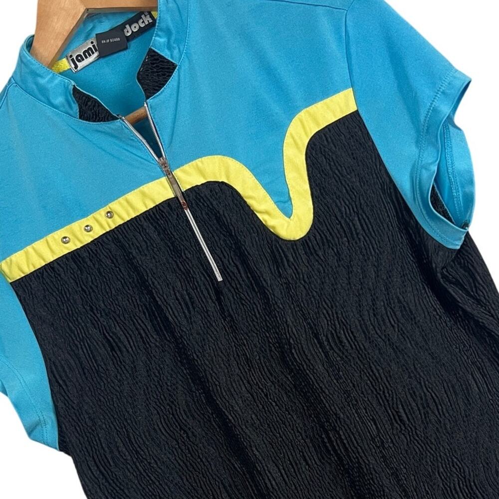 JAMIE SADOCK Women's M Blue 1/4 Zip Textured Performance Wicking Golf Polo Shirt